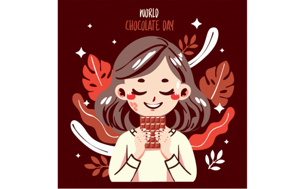 Illustration De Fond De La Journée Mondiale Du Chocolat Dessiné à La Main, image size:1200x750