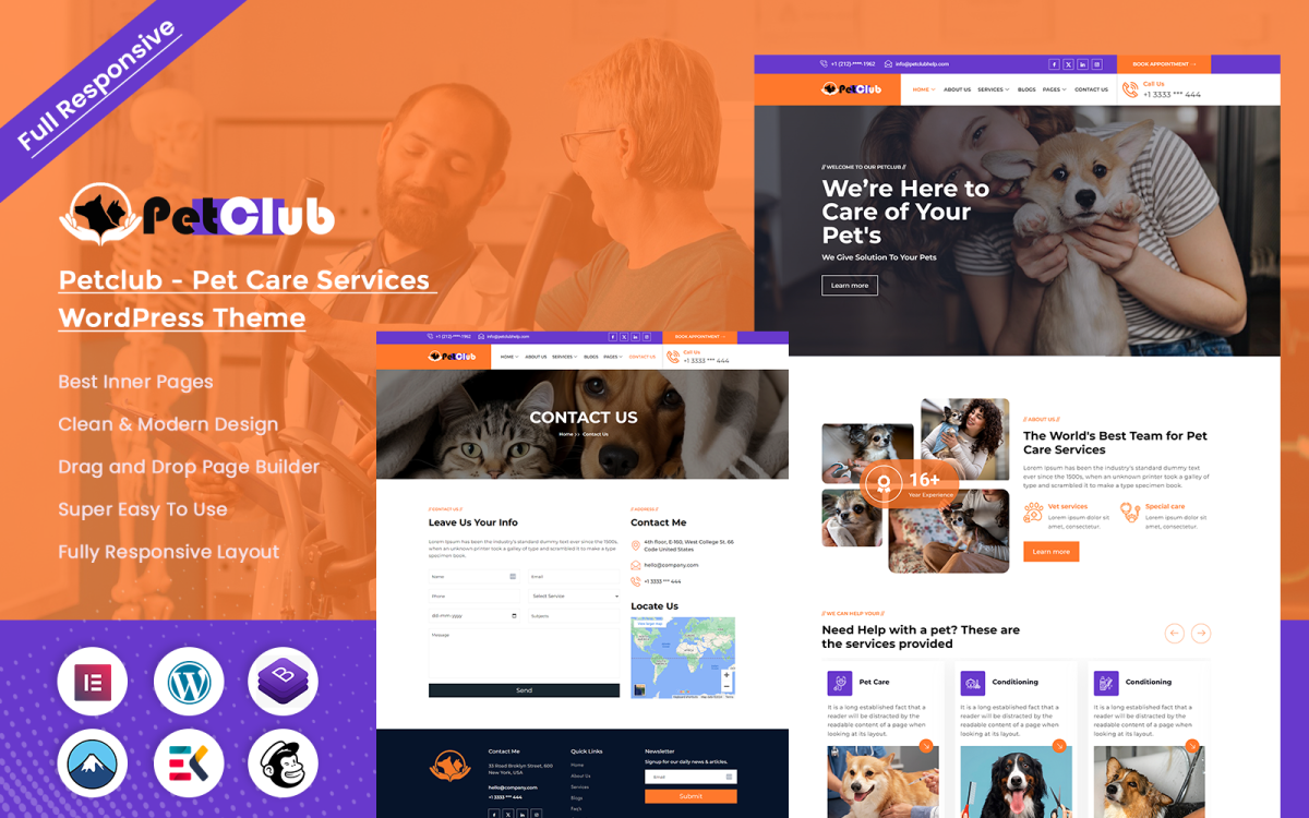 Petclub Pet Care Services WordPress Theme TemplateMonster
