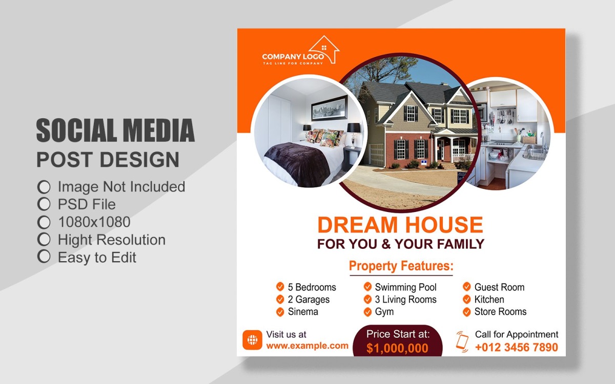 Real Estate Social Media Post Template in PSD 061