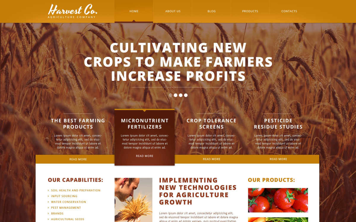 Agriculture Responsive Website Template TemplateMonster