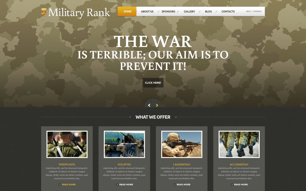 Military Responsive WordPress Theme #46276 - TemplateMonster