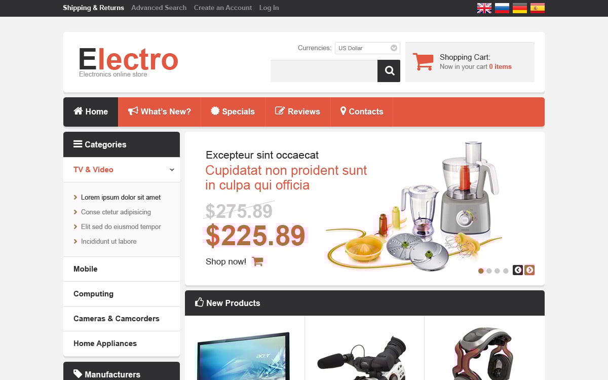 Electronics for Your Home OsCommerce Template