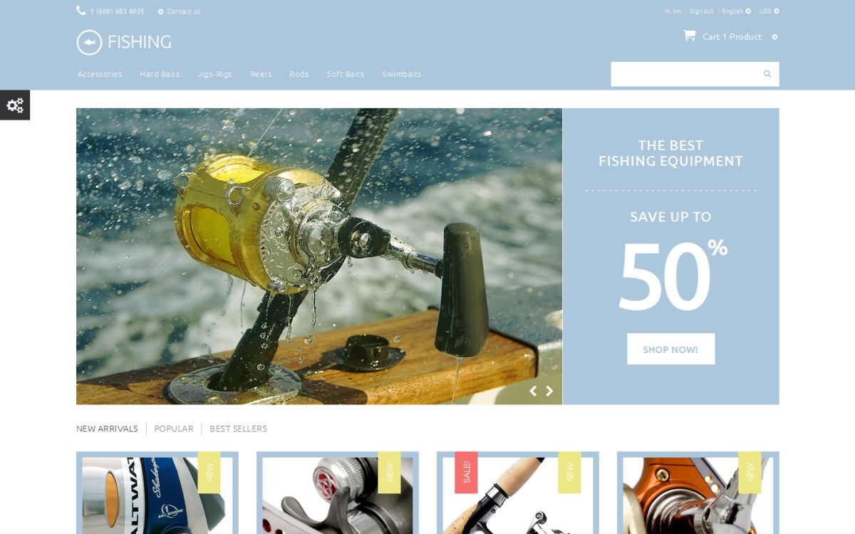 Fishing Accessories PrestaShop Theme - TemplateMonster