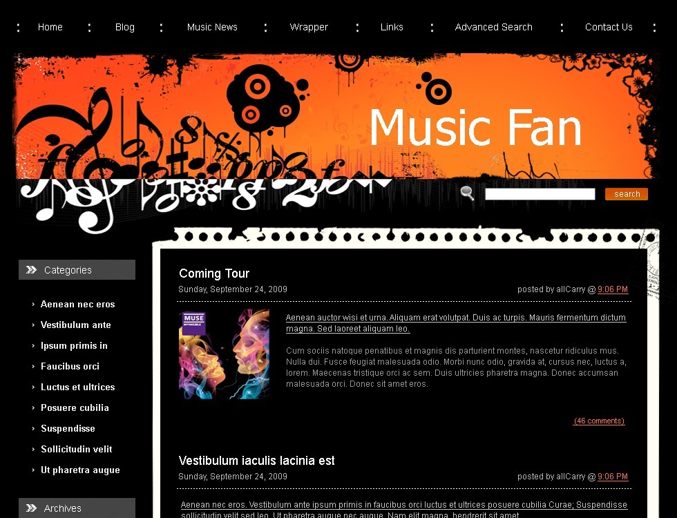 Music Blog PSD Template #49719 - TemplateMonster