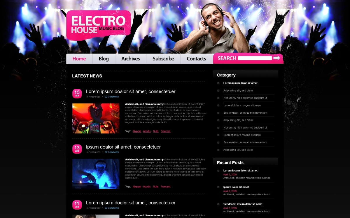 Music Blog PSD Template #49811 - TemplateMonster