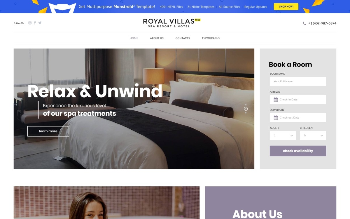 Kostenlose Hotel-Website-Vorlage #51453 - TemplateMonster