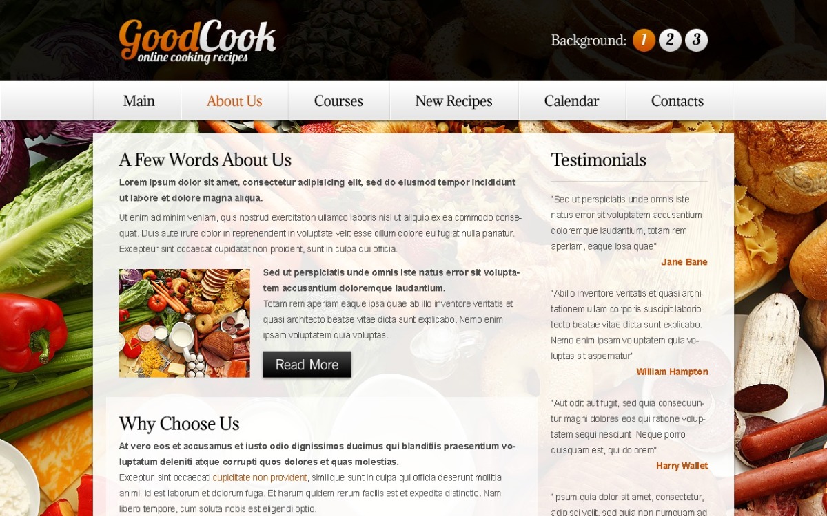Бесплатный шаблон для сайта с рецептами - фоновый шаблон сайта