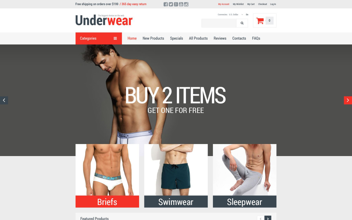 Men's Underwear ZenCart Template #52368 - TemplateMonster