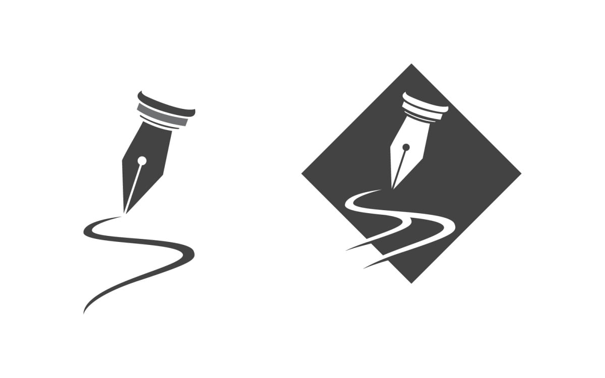 Pen veer schrijver logo illustratie sjabloon pictogram ontwerp v1.7, image size:1200x750