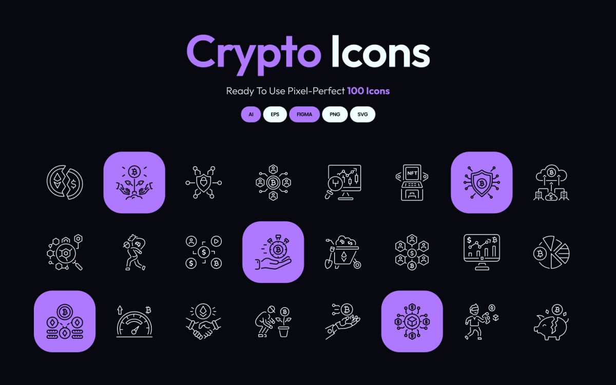 Modern Crypto Icon Art Set #533696 - TemplateMonster