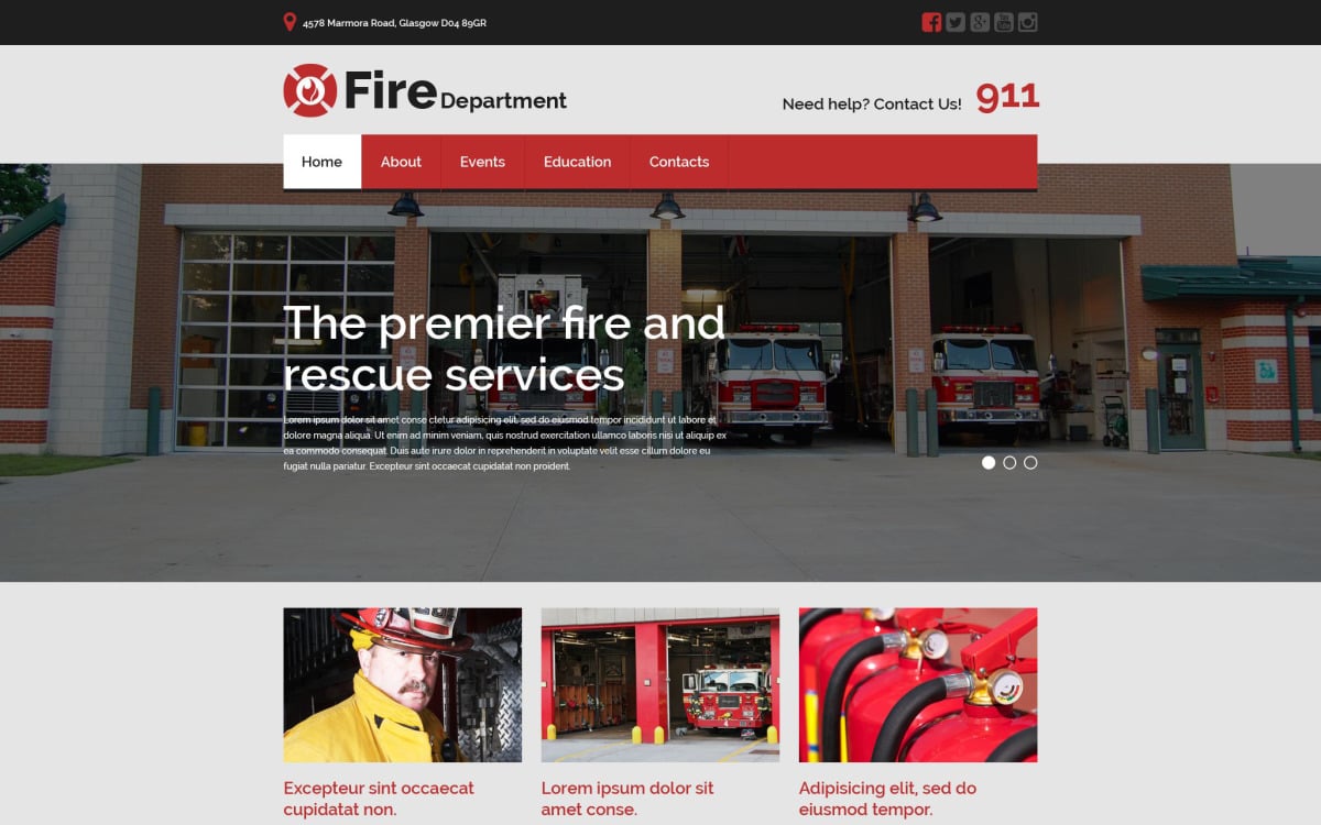 Responsive Website-Vorlage der Feuerwehr, image size:1200x750