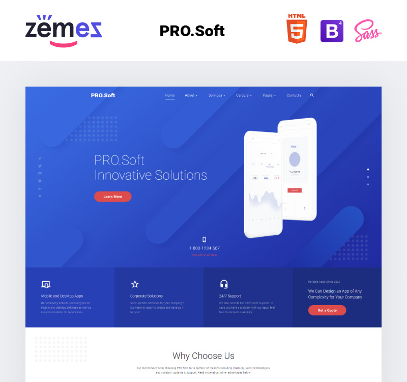 PRO Soft Software Development Company Multipage HTML5 Website Template