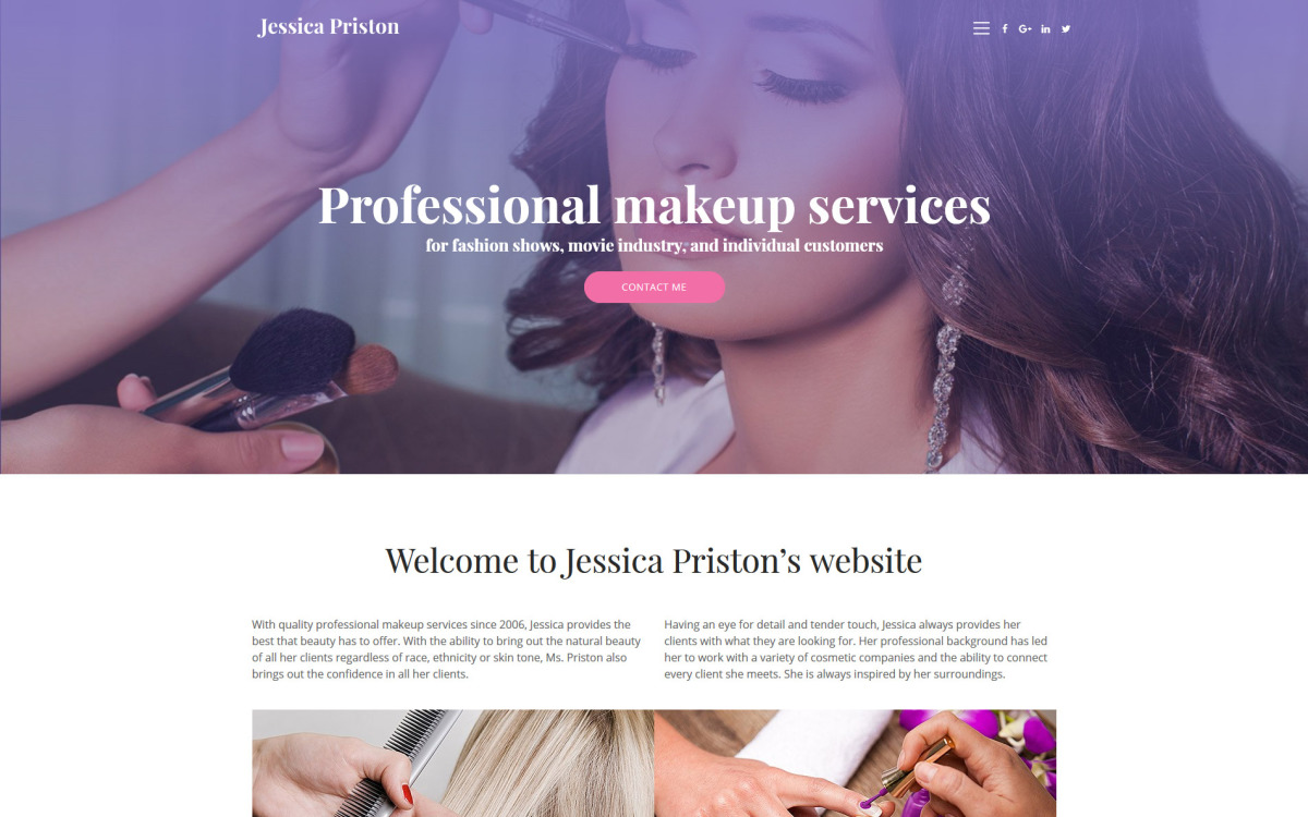 Jessica Priston - Plantilla de sitio web adaptable de varias páginas para  servicios de maquillaje