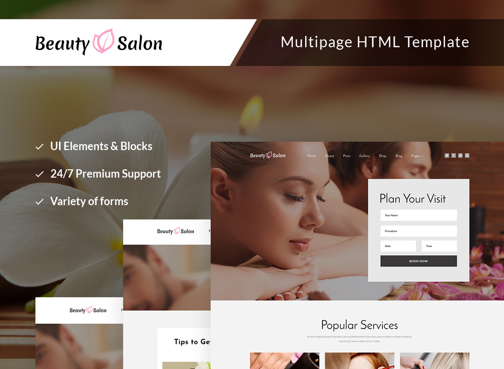 Beauty Salon Responsive Multipage Website Template Free Download 