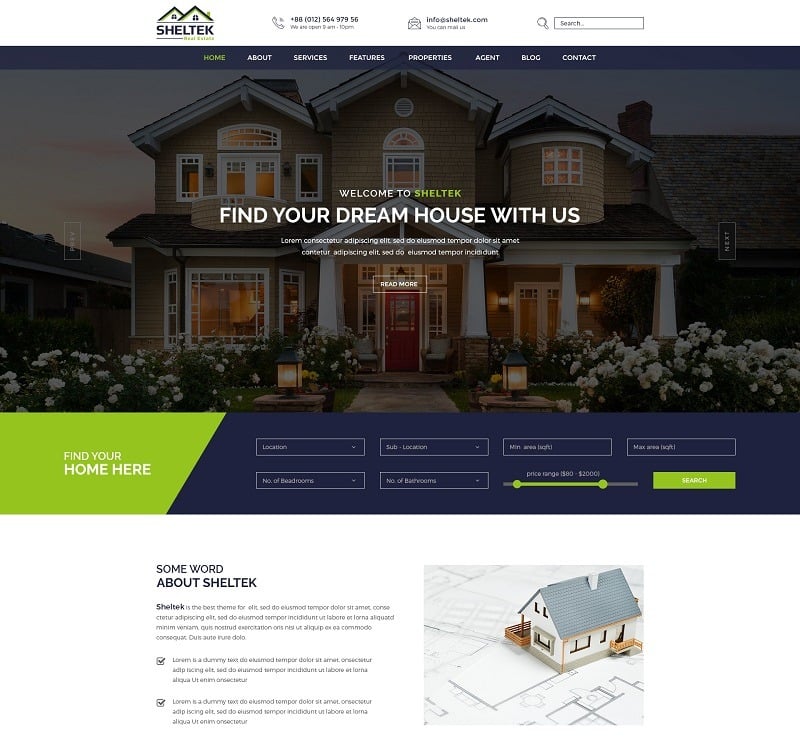 Sheltek Real Estate Responsive Website Template