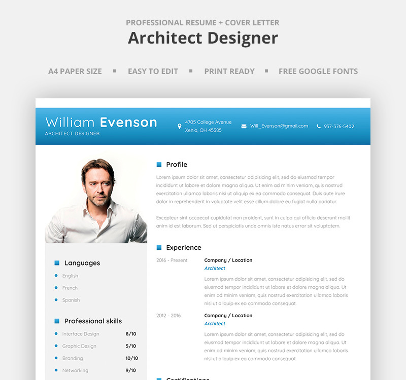 William Evenson Architect Designer Resume Template