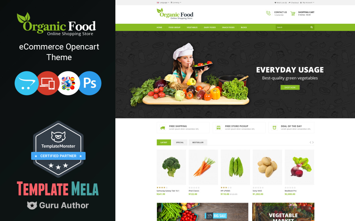 Organic Food Store OpenCart Template - TemplateMonster