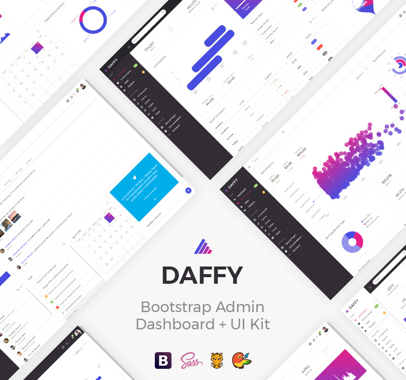 Daffy Multifunctionele Bootstrap Ui Kit Admin Sjabloon
