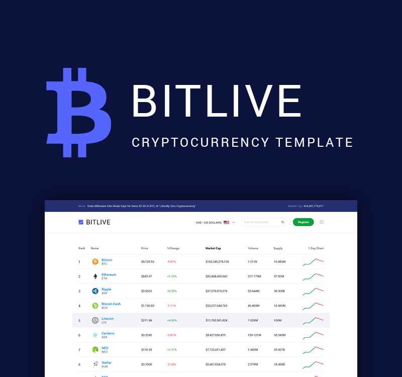 BITLIVE Crypto Currency and Mining PSD Template