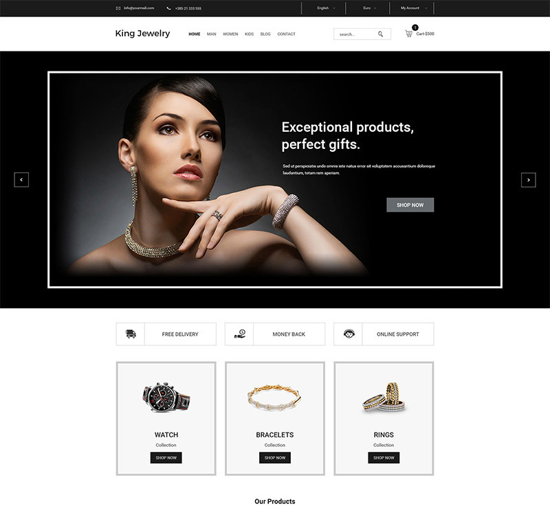 King Jewelry Simple and Clean eCommerce - PSD Template