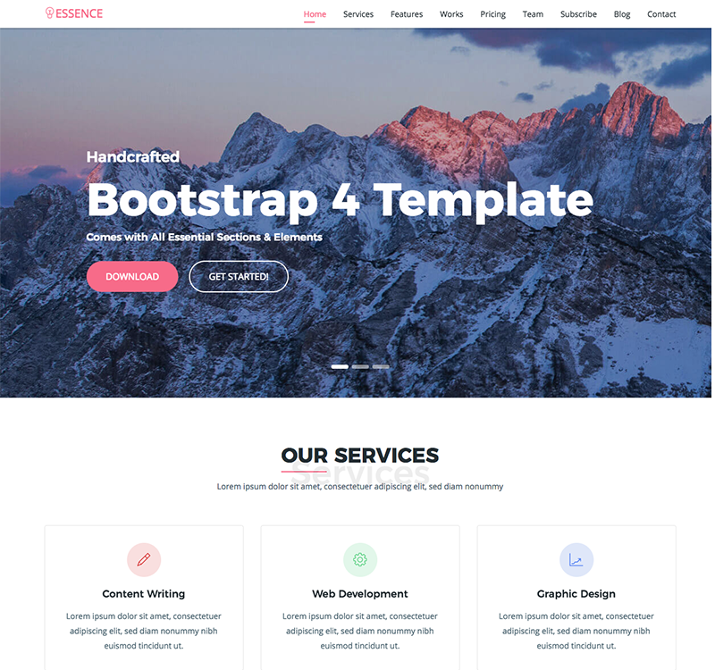 Essence - Multi-purpose Bootstrap 4 Landing Page Template