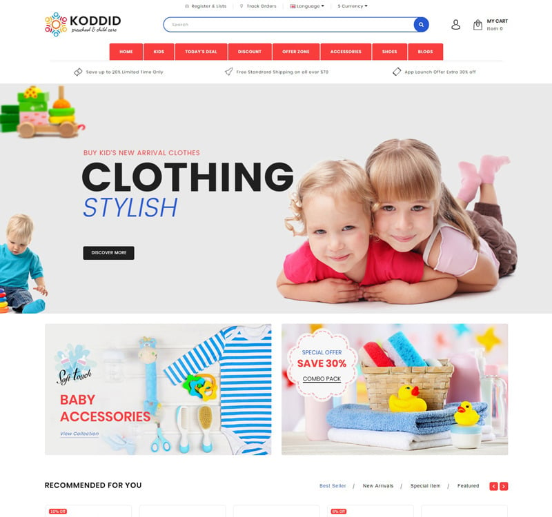 Koddid Kids OpenCart Template #70426 - TemplateMonster