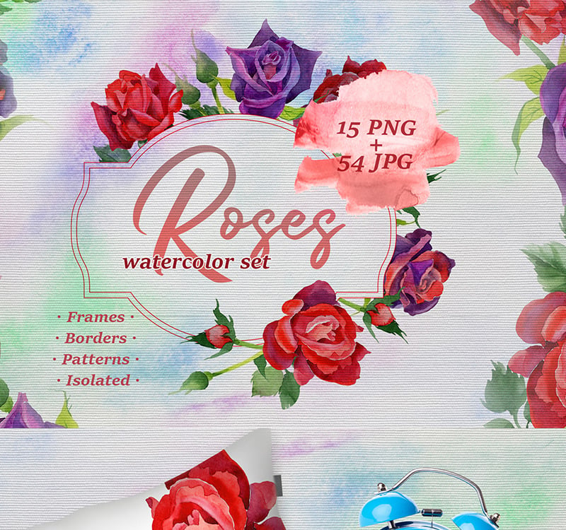 Rosas Acuarela PNG Set - Ilustración - TemplateMonster