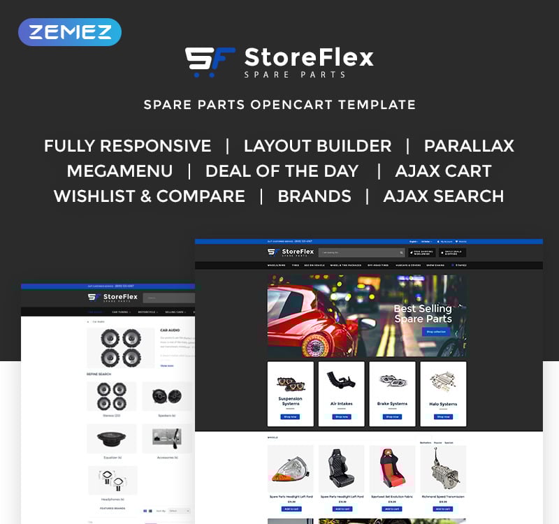 StoreFlex Fancy Car Parts Online Shop OpenCart Template