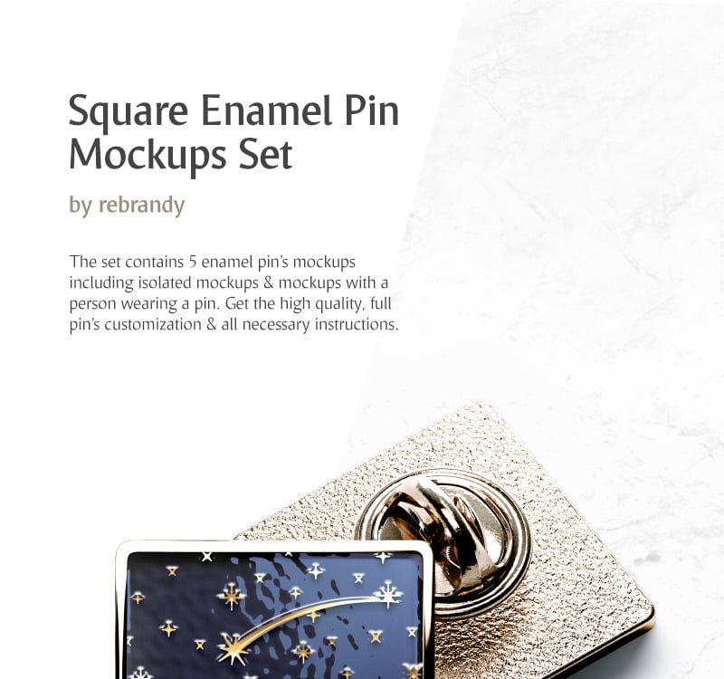 Download Square Enamel Pin Set Product Mockup - TemplateMonster