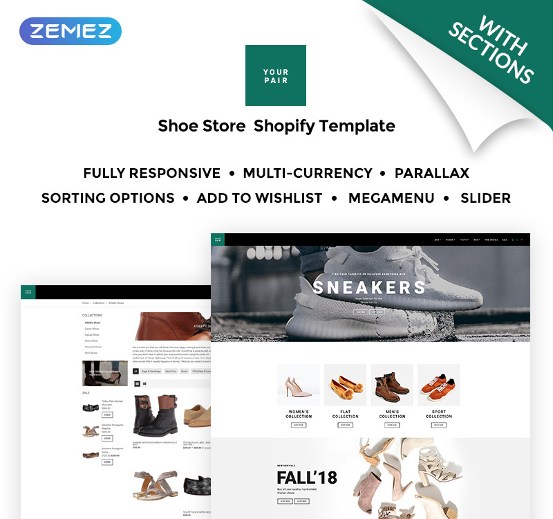 Your Pair Shoe Store Shopify Theme TemplateMonster