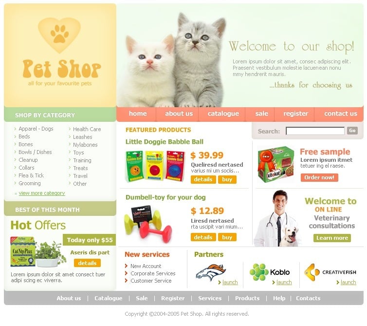 Pet Shop Website Template 7217 TemplateMonster