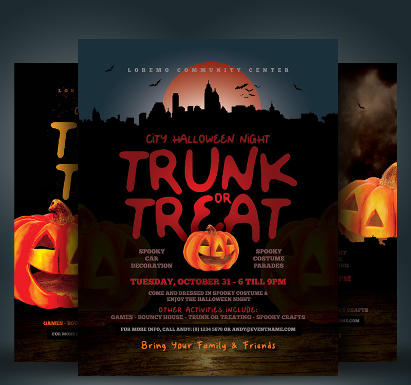 Halloween Trunk or Treat Flyer Corporate Identity Template Free