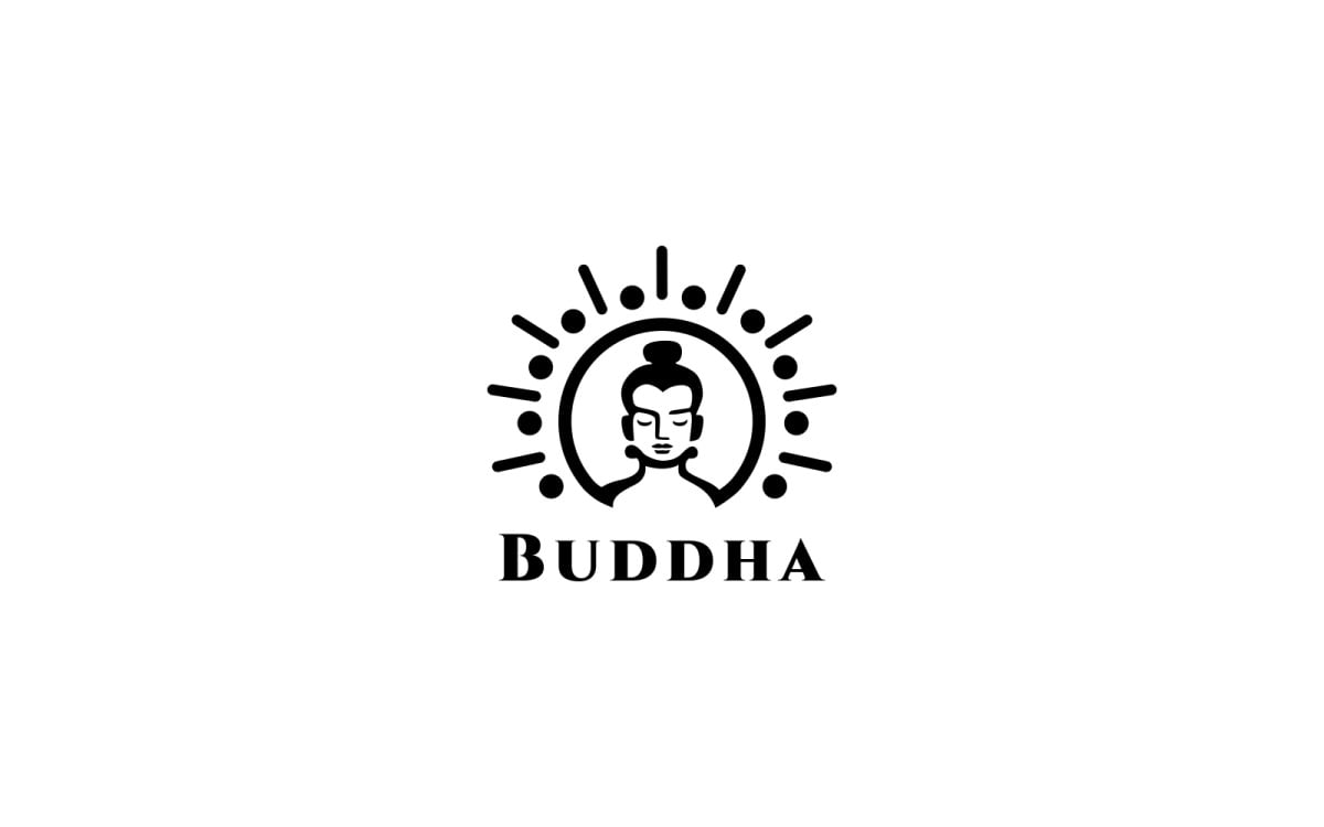 Logo Buddhism Graphic design, meditating buddha tapestry, text, logo png |  PNGEgg