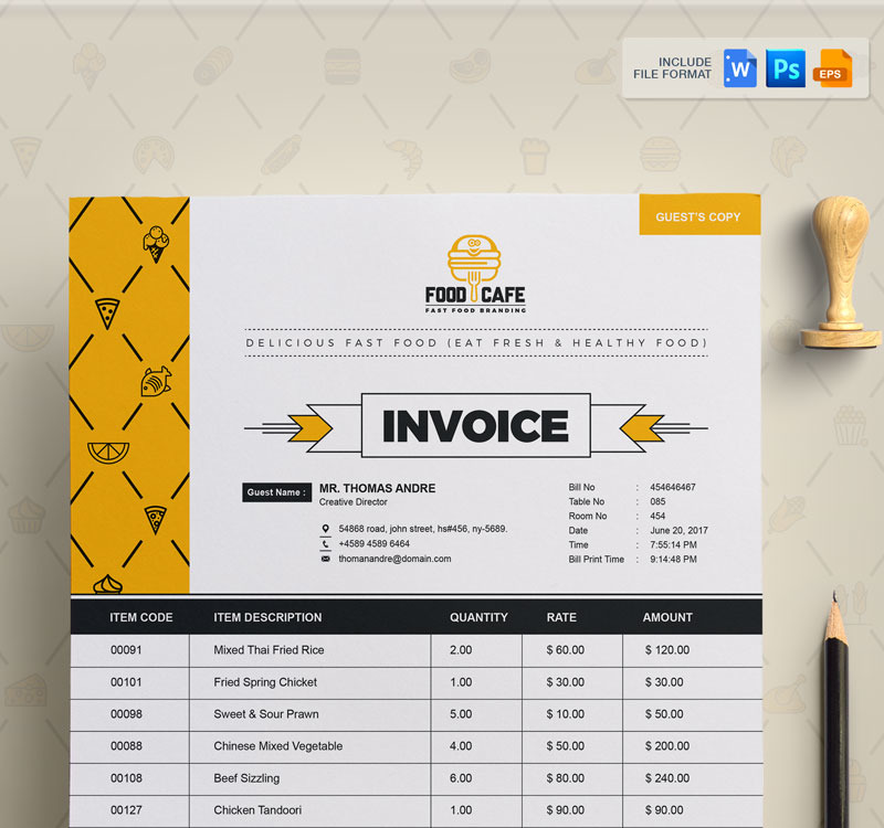 fast-food-invoice-corporate-identity-template