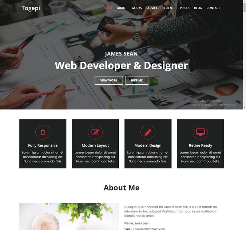 Togepi Creative Portfolio Bootstrap Landing Page Template Togepi Creative Portfolio Bootstrap Landing Page Template