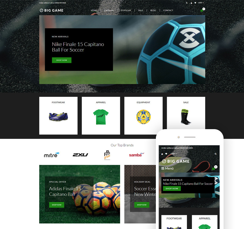 Big Game - Tema moderno do Shopify da Soccer Store