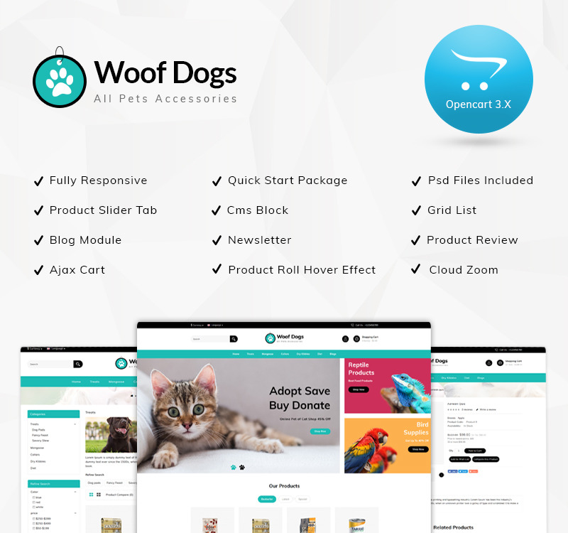 Woofdog Pet Store OpenCart Template 77041 TemplateMonster