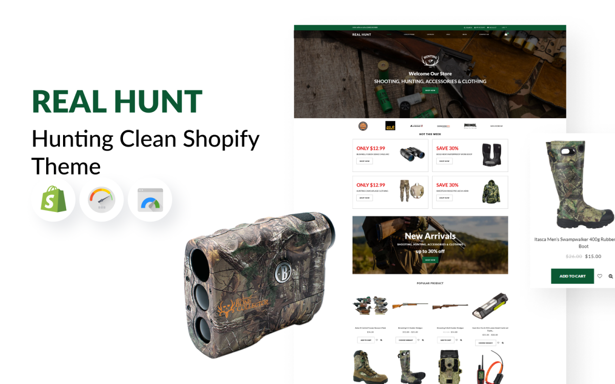 Hunting -Fishing & Weapons Equipment Store-Shopify 2.0 Theme