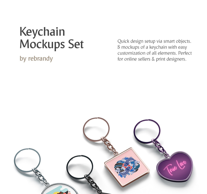 Download Keychain Set Product Mockup #77950 - TemplateMonster