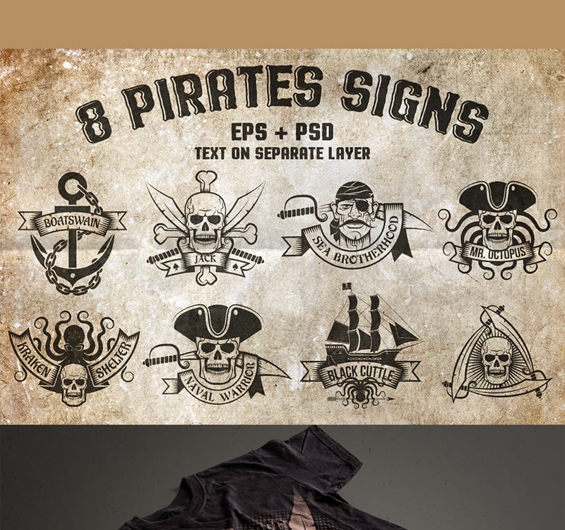 8 Pirates Signs - Illustration #78356 - TemplateMonster