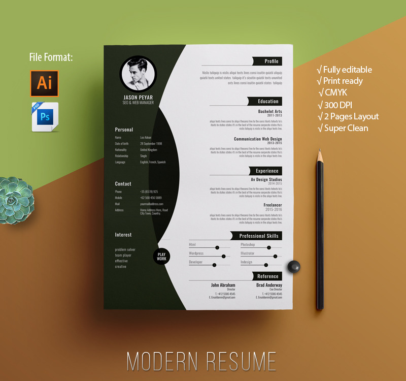 resume template modern free