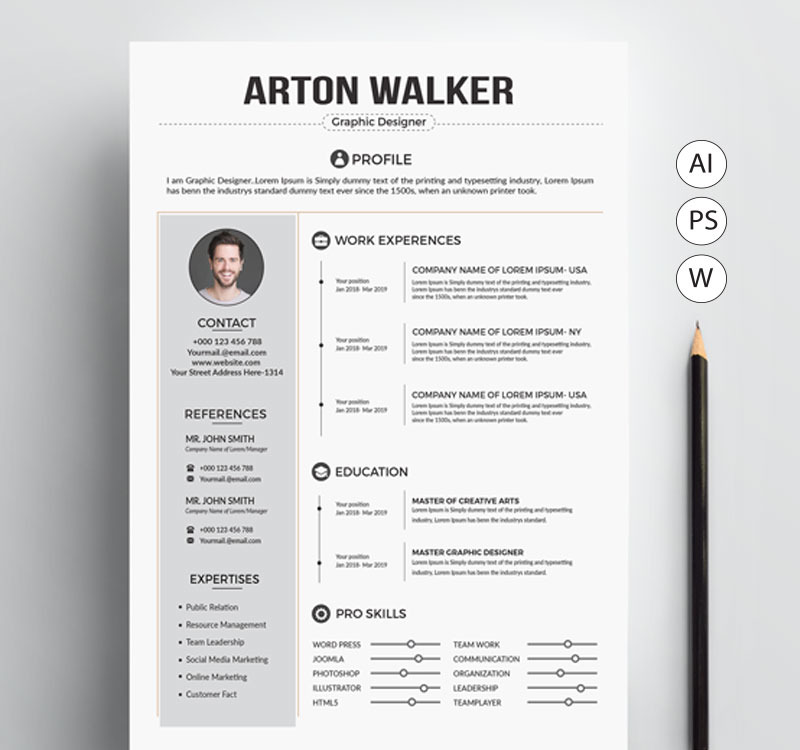 Arton Walker Resume Template #78580 - TemplateMonster