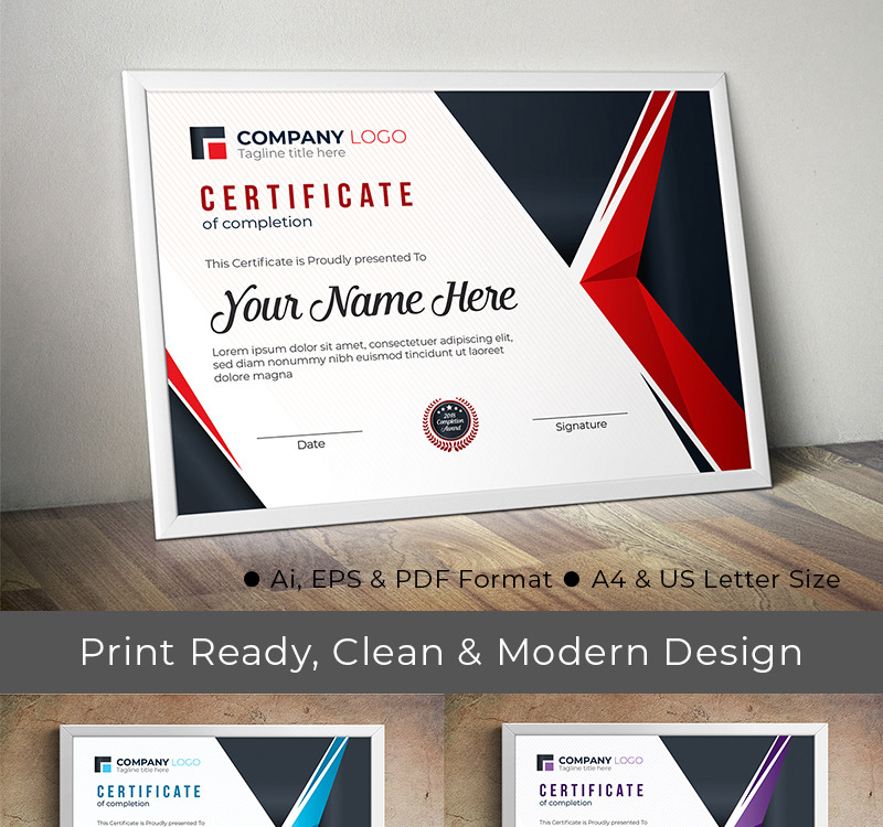 Professional Completion Award Certificate Template