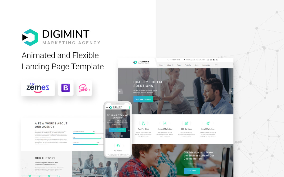 Digimint Business Services Clean Html Landing Page Template