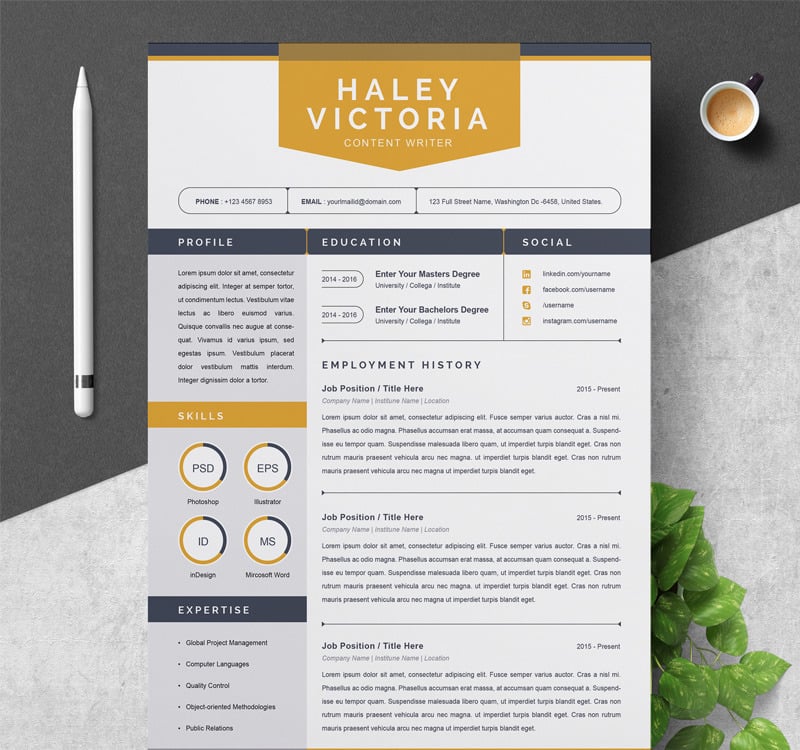 Haley Resume Template #79416 - TemplateMonster