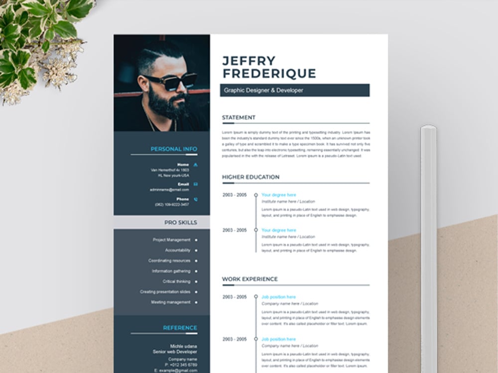 Jeffry Resume Template #79541 - TemplateMonster