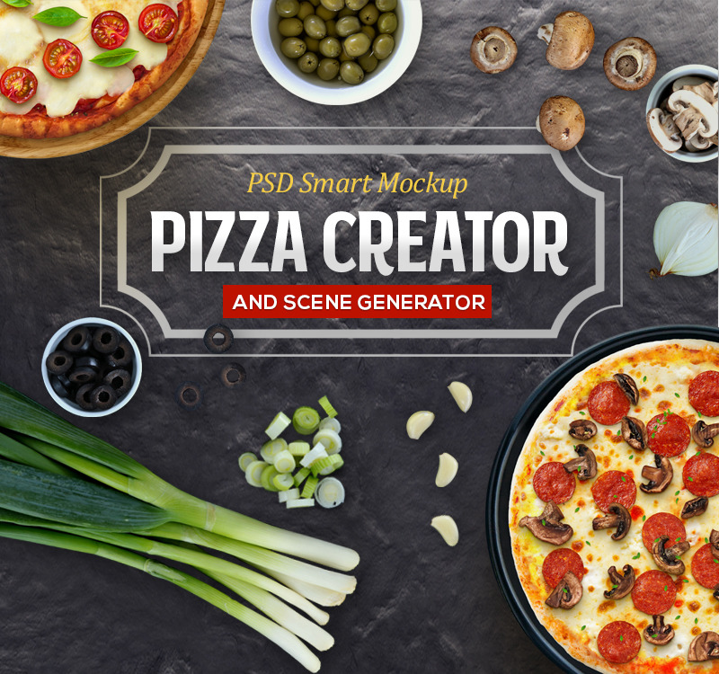 Pizza Creator & Scene Product Mockup - TemplateMonster