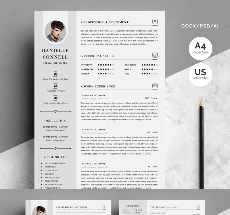 Danielle Connell - 4 Pages Resume Template - Templatemonster