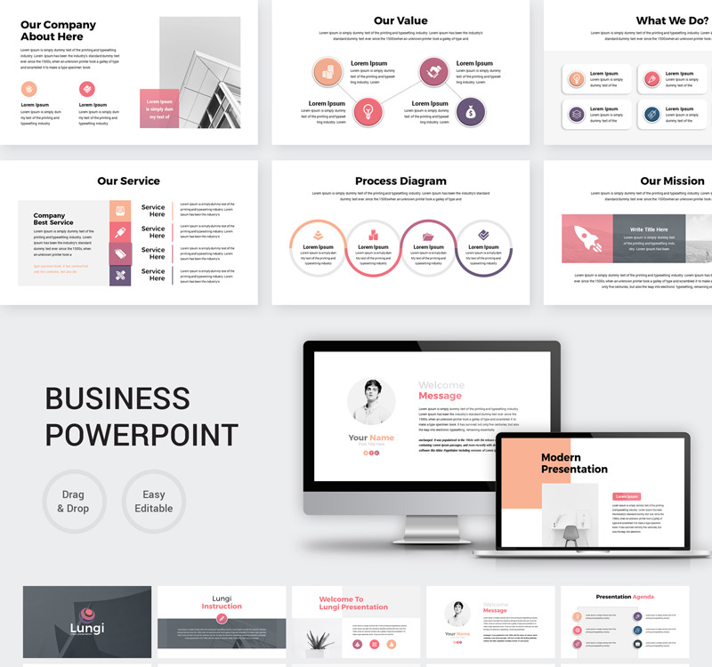 Lungi - Modern Business PowerPoint Template - TemplateMonster