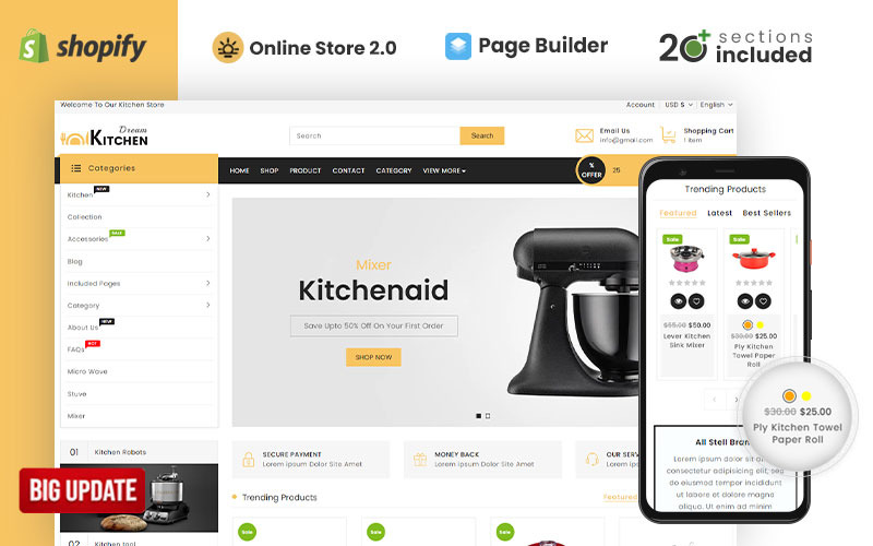 Dream Kitchen Store Shopify Theme #82942 TemplateMonster